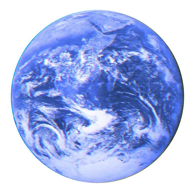 Holographic Earth with blue tone